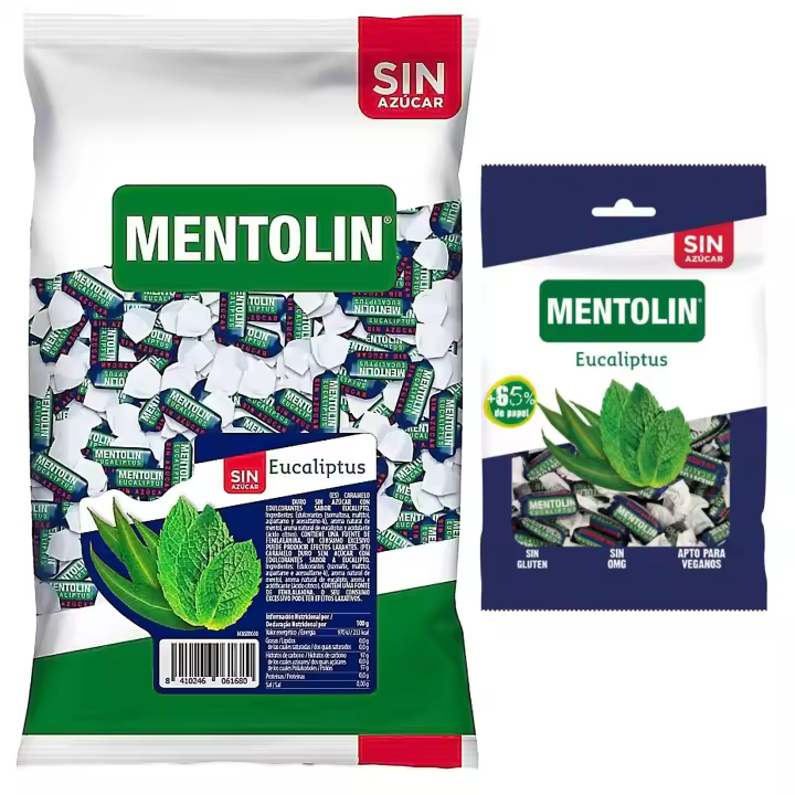 Mentolín caramelos duros eucaliptus s/a bolsa 1kg y de regalo eucaliptus s/a bolsa 100g - 1