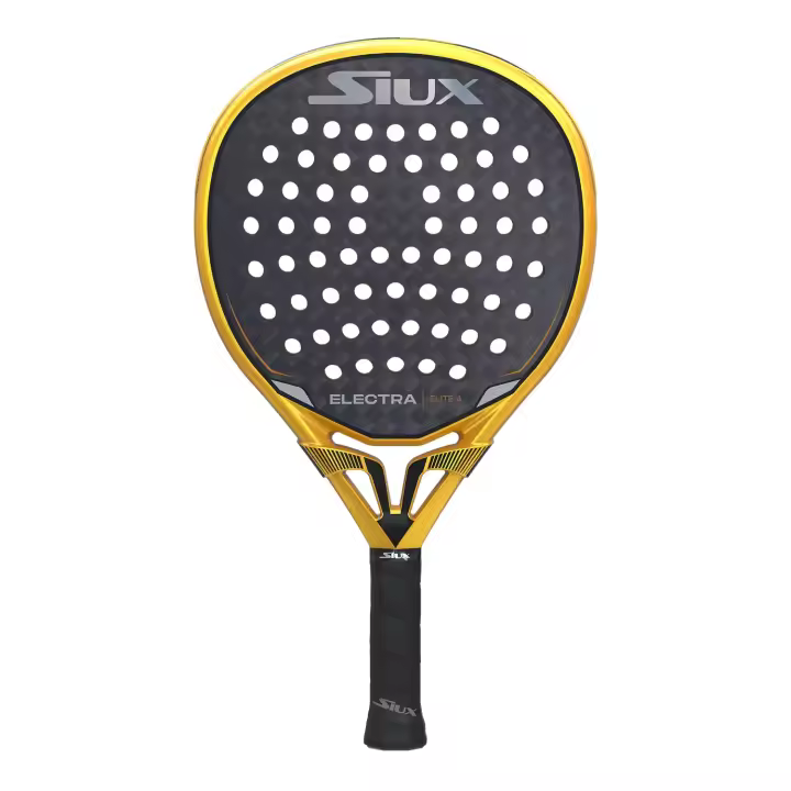 PALA SIUX ELECTRA ELITE 4 2025, es una pala híbrida para jugadores avanzados. Con carbono 12K, núcleo Hard EVA y balance medio-alto, ofrece potencia, control y efectos precisos en cada golpe. - 1