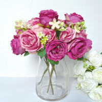 Boucle De Paejas Artificiales De Alta Calidad Con 7 Cabezas Rosa Y Azul Para Decoración De Hogar Bodas Fiestas Plantas Falsas Para El Hogar - details 18