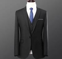 Traje De Negocios Slim-fit Para Hombre Con Chaleco De Solapa Sencilla Y Dos Botones Color Sólido Conjunto De 3 Piezas Moda Casual - details 6