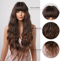 Pelucas Sintéticas Largas De Ombre Marrón Rubia Con Franja Para Mujeres Afro Peluca Cacheada Resistente Al Calor Para Uso Diario Cosplay - details 3