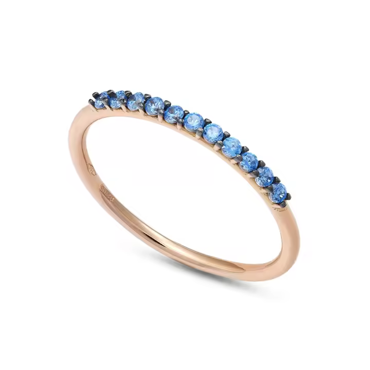 AAZ 117 Ambrosia Veretta Anillo de Oro Rojo de Las Mujeres Joyería de 18kt y Azul Zirconi Ambrosia - 1