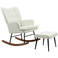 HOMCOM Silla Mecedora con Reposapiés Mecedora para Lactancia con Cojín Acolchado y Reposabrazos Carga 130 kg Mecedora para Salón Dormitorio - details 0