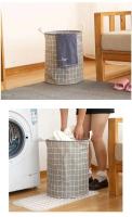 Cesta De Ropa Sucia Redonda 1pc Gran Capacidad Portátil De Algodón Para Lavandería Con Diseño Circular Ventilado Y Breathable - details 0