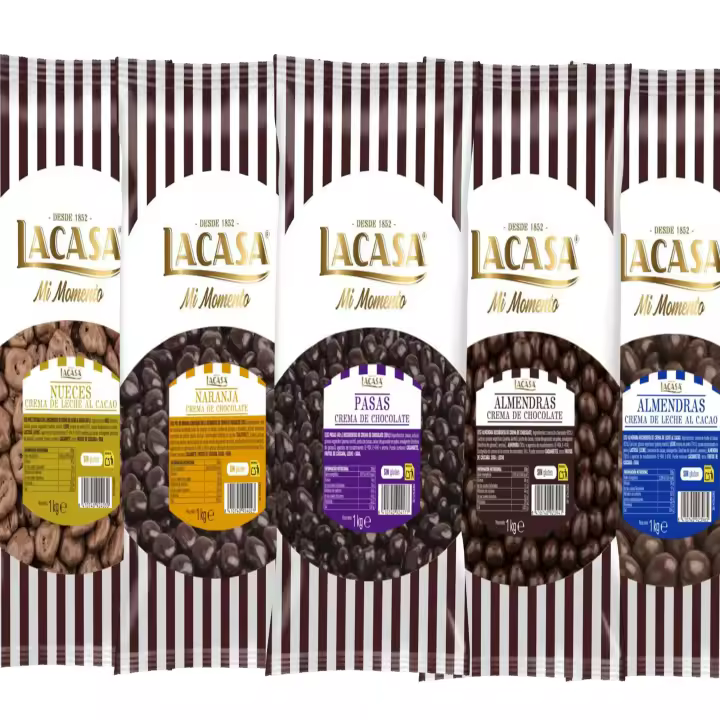 Lacasa pack 5kg deliciosas bolas de frutos secos con chocolate: Pasas de Corinto Negro,Almendra Negro,Almendra Leche, naranja Negro,Nuez Leche - 1