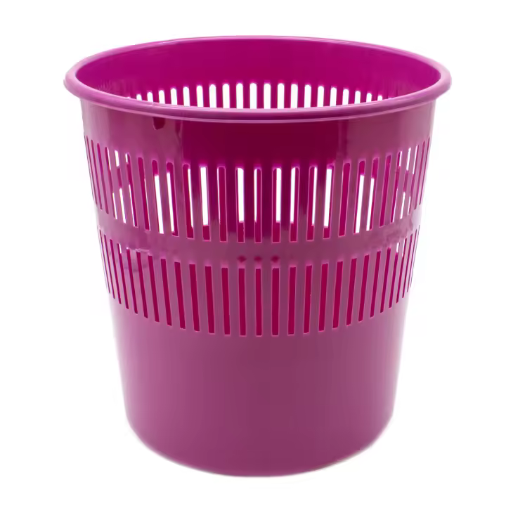 CABLEPELADO Papelera rejilla plastico, Cubo de reciclar, Cesta de basura, Papelera de plástico, Papelera escritorio, Papelera oficina, 28 cm alto x 27.5 cm diámetro, Capacidad 12 Litros, Rosa - 1