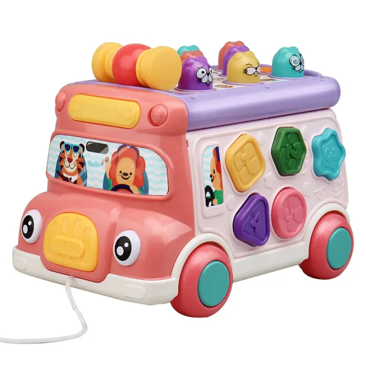 Juguete Interactivo De Autobús Escolar Con Música Luz Y Sonido Sorteador De Formas Juego Whack-a-Mole Para Niños - 1