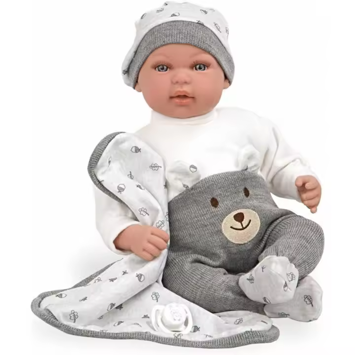 Muñeca elegance Mies gris con manta y mecanismo de risa - Muñecas Arias 65352 AR65352 - 1