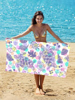 Toalla De Playa De Microfibra Morada Con Patrón De Tortuga Suave Absorbente Y Secado Rápido Para Natación Camping Y Baño - details 6