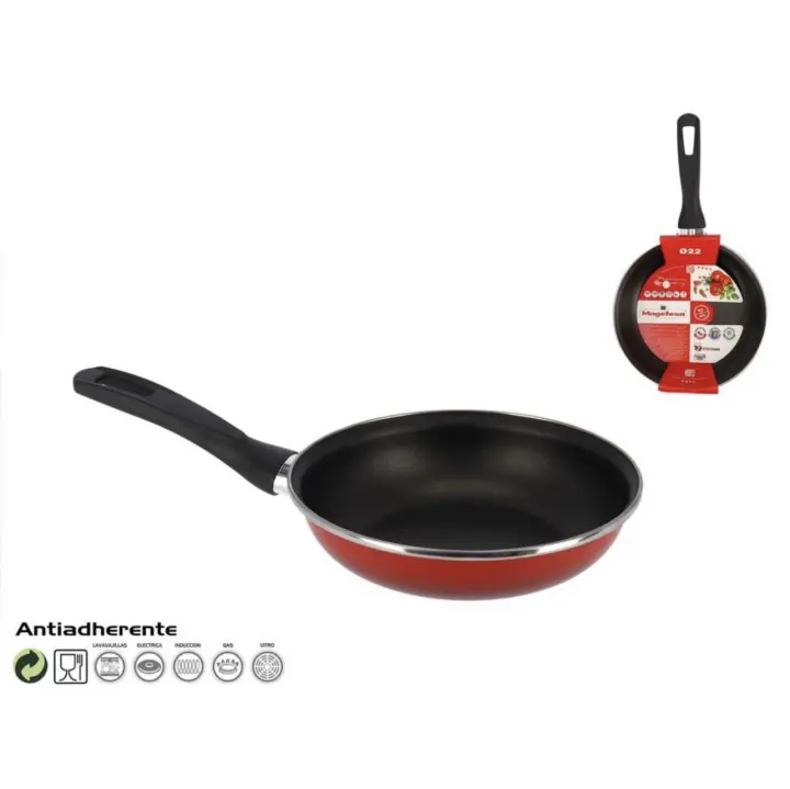 Sartén 18 ,20, 22,24,26, 28,30 y 32 cm Antiadherente Megafesa Maple Vitrificado en Rojo ,Compatible con Inducción y Lavavajas. Tamaños para Elegir. Enviado desde España - 1