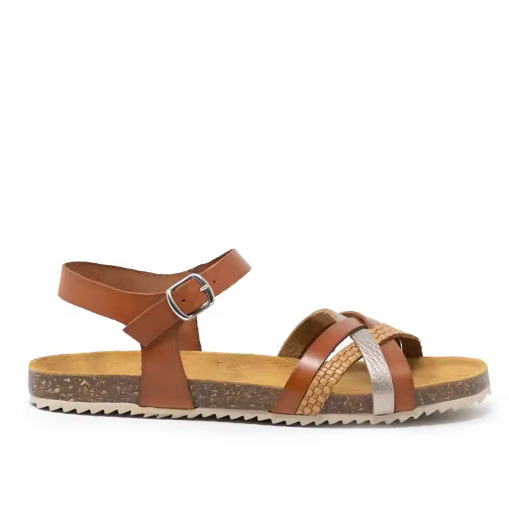 TINA KIZ 12292 Sandalias Anatómicas mujer  SANDALIA TIRAS COMBI CUERO SHARK BEIG - 1