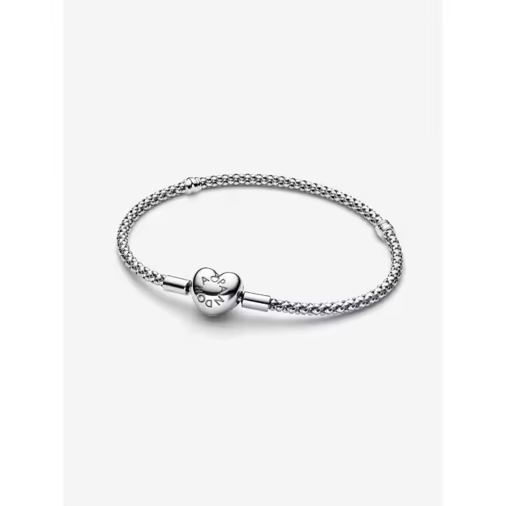 Pandora - Pulsera de Cadena con tachonas y Cierres de corazón - Plata de Ley - 1