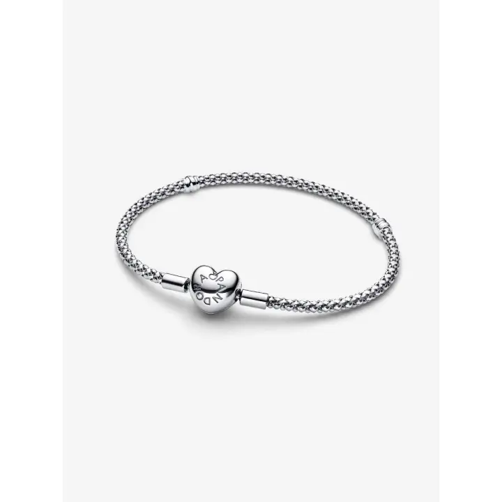 Pandora - Pulsera de Cadena con tachonas y Cierres de corazón - Plata de Ley - 1