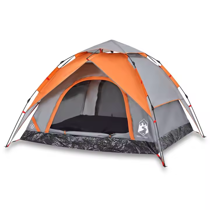 vidaXL Tienda de campaña iglú 3 personas apertura rápida gris/naranja - 1