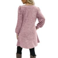 Vestido Casual Para Mujer De Color Sólido Con Botones Manga Larga Cuello Redondo A-Line Largo Hasta La Rodilla Fashion - details 37