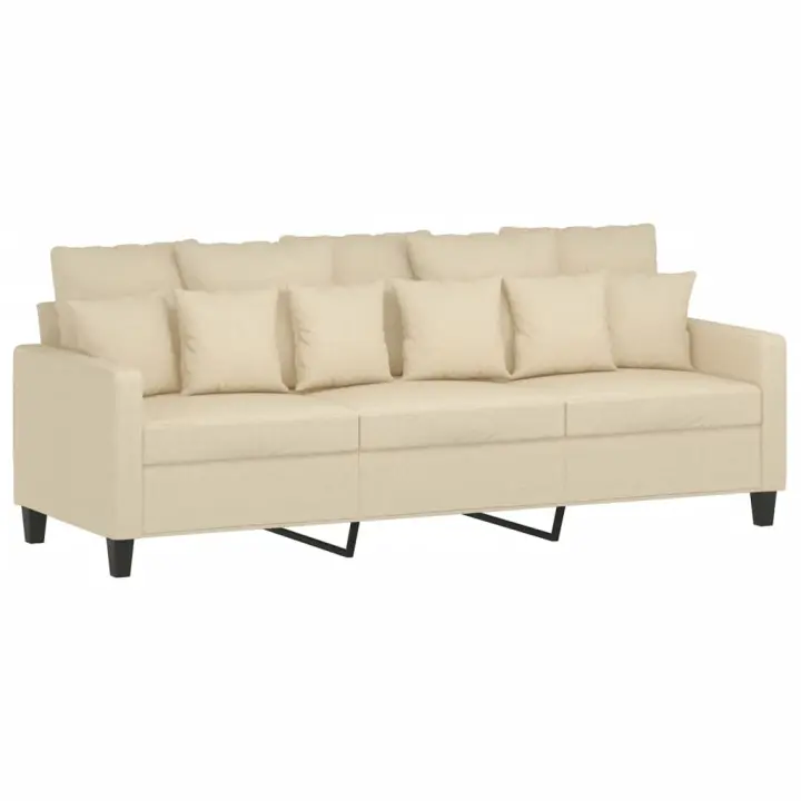 vidaXL Sofá de 3 plazas de tela crema 180 cm - 1