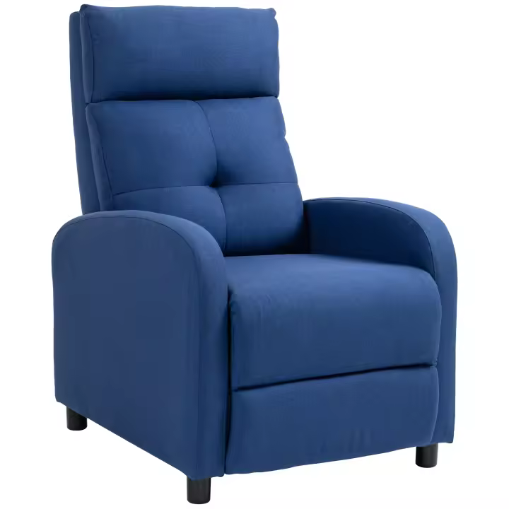 HOMCOM Sillón Relax Reclinable Manual Sillón Reclinable para Salón Tapizado en Tela con Reposapiés Respaldo Alto Carga 150 kg para Dormitorio Oficina Marrón - 1