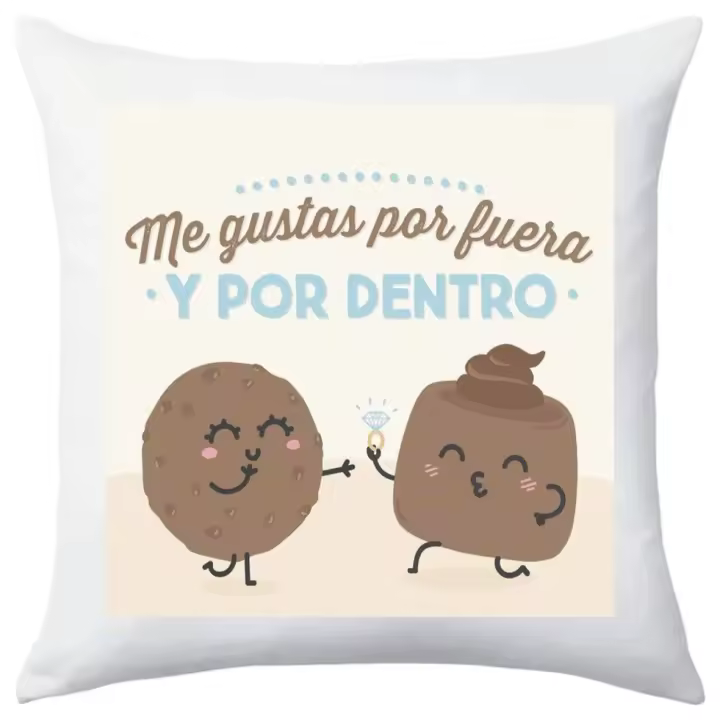 TEOVEL COJÍN + RELLENO CON FRASE: “ME GUSTAS POR FUERA Y POR DENTRO. ESPECIAL SAN VALENTÍN. MENSAJE DE AMOR. 40 x 40 CM - 1