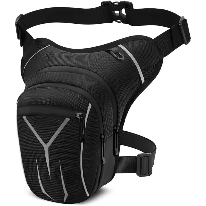 Bolsa Pierna Moto, Impermeable Tactico Riñoneras Pierna, Riñonera Deportiva Multifunción Bolso Lateral Moda con Reflectante para Hombre Mujere Deporte Camping Ciclismo Trabajo Pesca Gris - 1