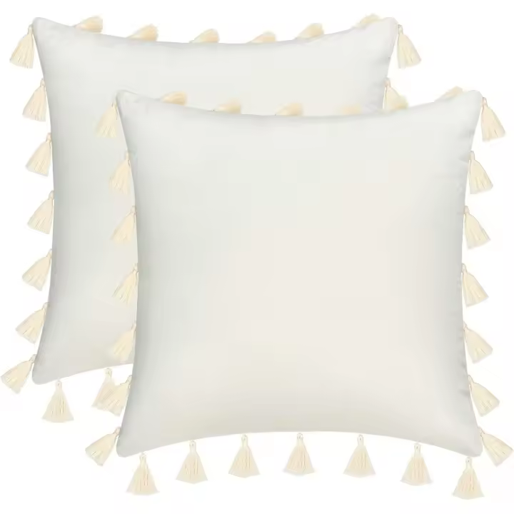 Verde Juego de 2 Fundas de Almohada Boho Blancas 18x18 Pulgadas - 1