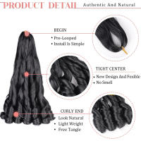 Extensiones De Cabello Sintético En Rizos Espirales Y Ombre Pre Estiradas Para Crear Braids De Textura Suave Alta Temperatura Fibra De Textil Un Solo Paquete - details 6