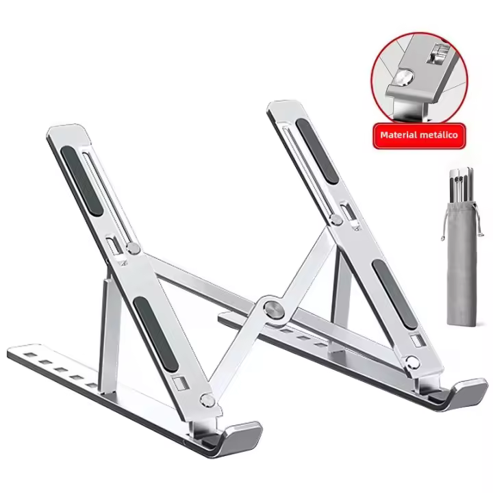 Soporte para portátil de aleación de Aluminio, ajustable, plegable, Con Elevación y refrigeración, antideslizante. - 1