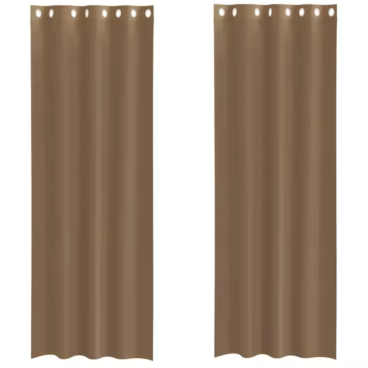 vidaXL Cortinas de gasa con ojales 2 uds marrón claro - 1