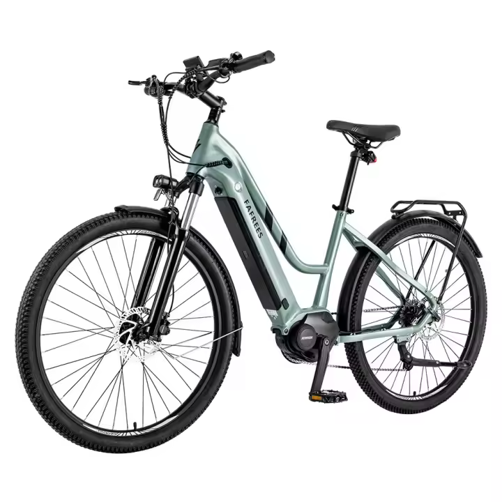 Bicicleta Eléctrica Fafrees FM8 Pro, Neumáticos de Aire de 27.5 Pulgadas, Motor Central de 36V 250W, Velocidad Máxima de 25km/h, Batería de 14.5Ah, Autonomía de 100-120km, Tiempo de Carga de 6-8 Horas, Impermeable - Verde - 1