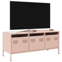 vidaXL Mueble para TV acero laminado en frío 101,5x39x43,5 cm en color Blanco/Rosa/Amarillo mostaza y más | almacenamiento funcional diseño moderno para baño dormitorio sala - details 1