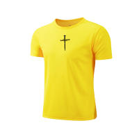 Camiseta Deportiva De Algodón Para Hombre Con Estampado Cruzado Alta Calidad Quickdry Manga Corta Para Gimnasio Y Entrenamiento - details 10