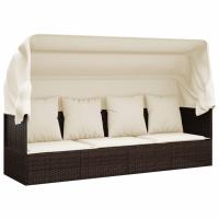 vidaXL Sofá tumbona de jardín con toldo cojines ratán sintético Negro y crema, Marrón y crema, Gris Sillas de Exterior Ideal para jardín, playa, piscina, terraza Tumbona Piscina Tumbonas Playa Tumbonas Jardín Exterior - details 3