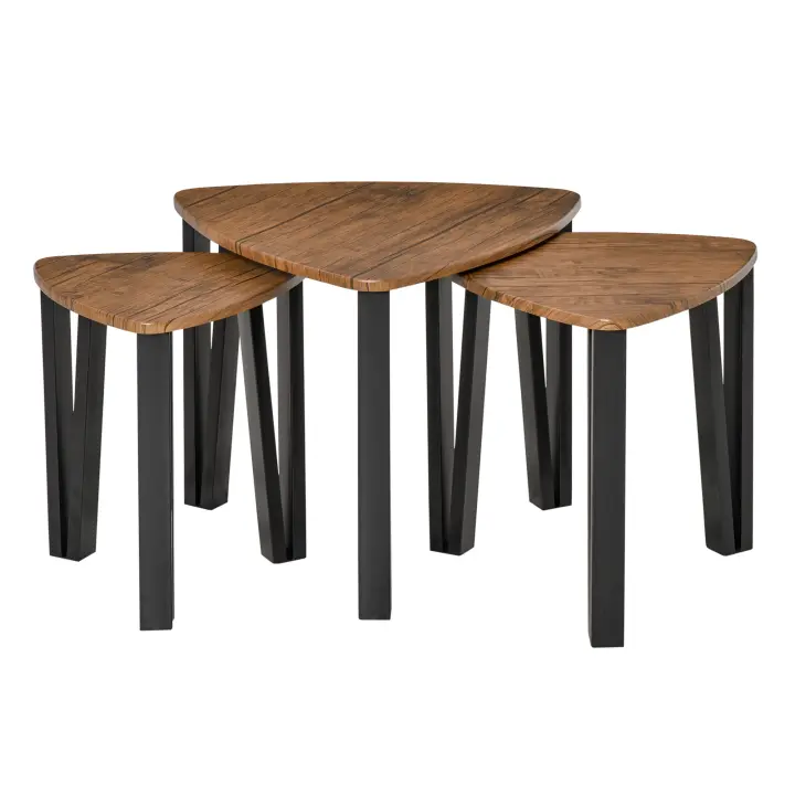 HOMCOM 3 Mesitas de Café Mesa de Centro Minimalista Patas de Acero con Funda de Plástico Mesa Nido para Salón Sofá 56x54.2x45.4cm - 1