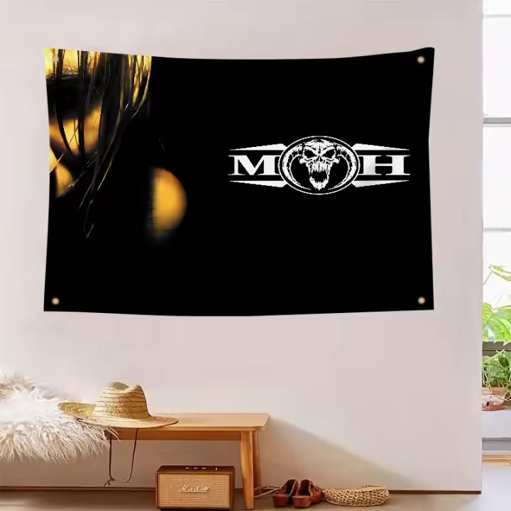 Bandera De Decoración Para Habitaciones Y Exterior Estilo Masters of Hardcores Con Cuatro Agujeros Material Poliéster Y Bambú - 1