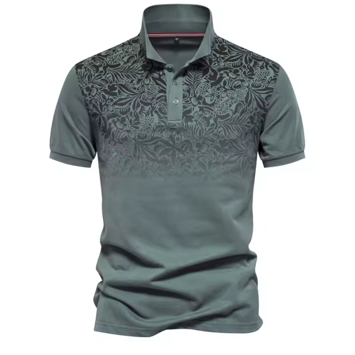 Camiseta POLO con estampado degradado de gama alta y rentable para hombre, camiseta con solapa, talla europea, 2024 - 1