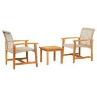 vidaXL Juego de bistro de 3 piezas ratán PE y madera de acacia Negro, Gris, Beige Conjunto Terraza Muebles Jardín Exterior Juego de Muebles de jardín Mueble Jardín Exterior Muebles de Salon Exterior - details 0