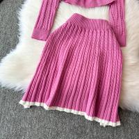 Conjunto De Dos Piezas Para Mujer REALEFT Otoño Invierno Traje De Pista De Correr Polo Collar Suéter Y Falda Skater A-line Nuevo 2024 - details 13