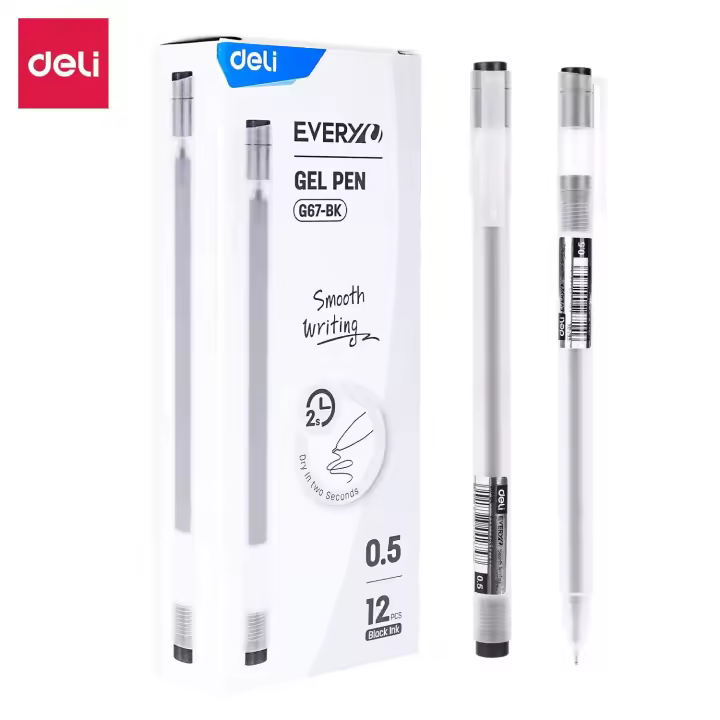 Deli 12pcs Bolígrafos De Gel 0.5mm Calidad 3 Colores Gran Capacidad Para Escuela Y Oficina Suministros De Escritura Kawaii Neutral - 1