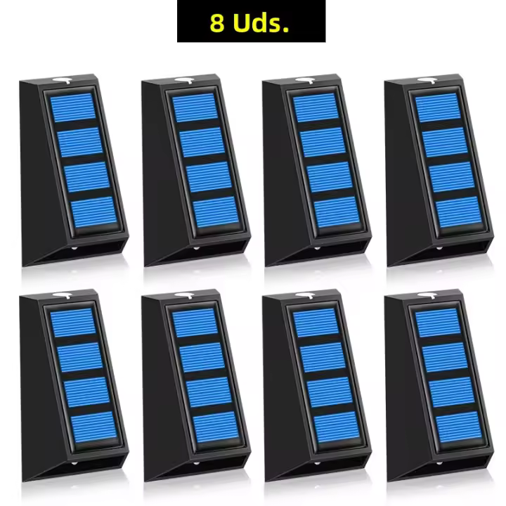 8pcs Luces Solares Para Jardín Decorativas Cambio De Color RGB Impermeables Para Pared Regalo De Navidad Iluminación Para Camino Valla Escalera - 1
