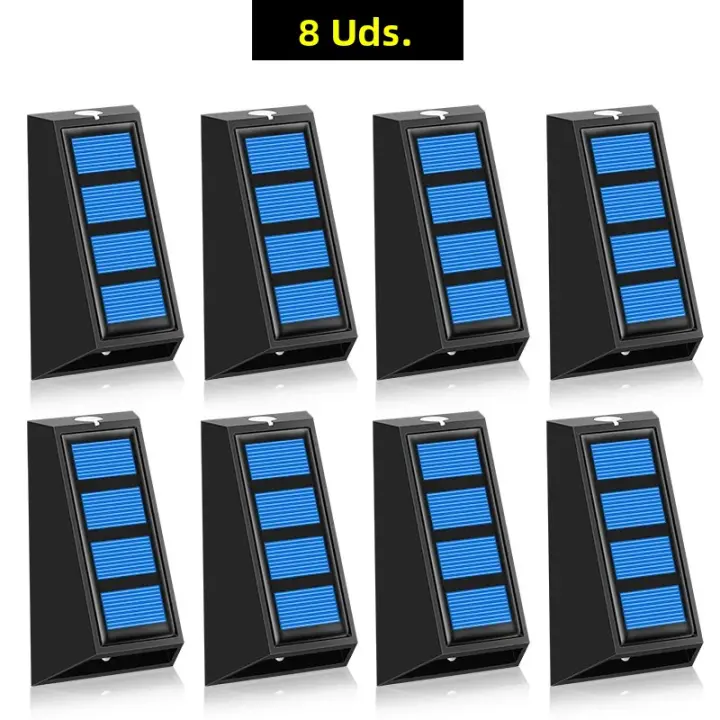 8pcs Luces Solares Para Jardín Decorativas Cambio De Color RGB Impermeables Para Pared Regalo De Navidad Iluminación Para Camino Valla Escalera - 1