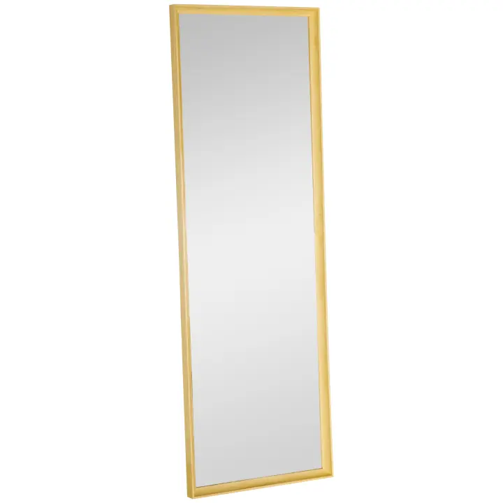 HOMCOM Espejo de Cuerpo Entero Moderno 163x53,5 cm Espejo de Pie Espejo de Suelo de Madera Colgar Vertical u Horizontal Decorativo para Salón Dormitorio Cocina Natural - 1
