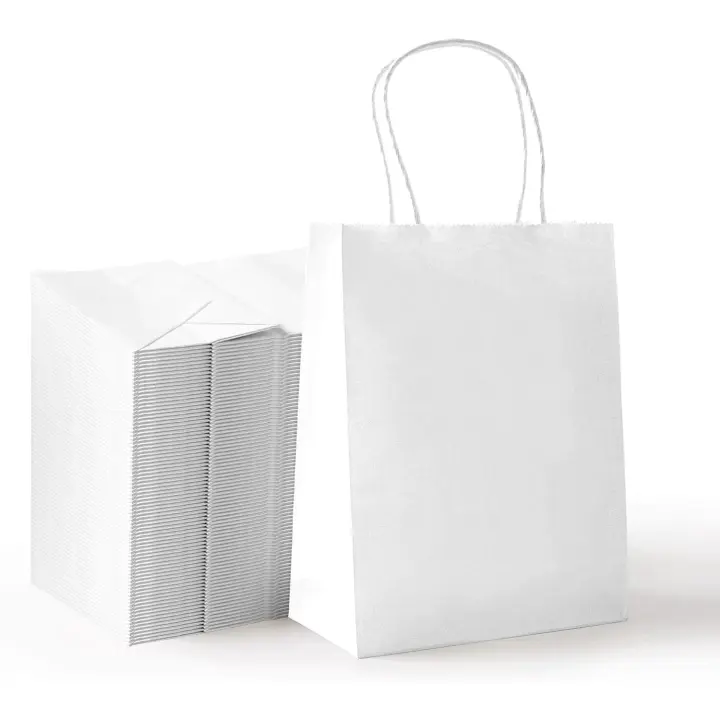 FlikeHome-Bolsas de Papel Bolsas de Papel con Asa 12PC 2 Color 3 Tamaños Bolsas de Papel Marrones Pequeñas Bolsas de Papel Bolsas de Papel para Cumpleaños Pequeñas Bolsas de Regalo 100% Reciclables - 1