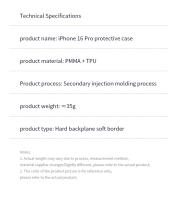 Funda transparente para iPhone 16 Pro Max, carcasa Dura translúcida, Borde transparente, parachoques para teléfono - details 3