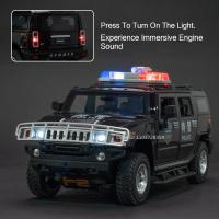 Modelo De Vehículo Todoterreno H2 a Escala 1:24 Con Sonido Luz Puertas Abiertas Absorción De Choque Para Niños Juguetes De Aleación De Metal Regalos - details 12