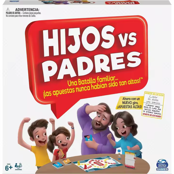Spin Master Juegos DE Mesa - Hijos contra Padres - Juego de Pruebas y Preguntas para Niños y Familias - 2-6 Jugadores - 6065093 - Juegos de Mesa Niños 6 años + - 1