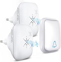 Timbre inalámbrico sin Pilas, resistant to Agua, para exteriores, with 2 receptores, IP68, alance de 150 m, 4 niveles de volumen y 37 tonos para Puertas de casa. - details 0