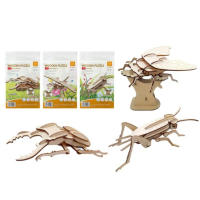 Puzzle De Madera DIY Para Niños Insectos Encantadores Buitres Libélula Mariposa Mantis Kit De Artesanía De Madera Para Jardín De Infantes - details 3