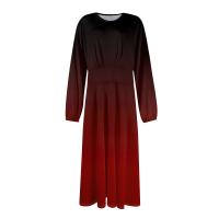 Vestido De Mujer Estilo Vintage Elegante Con Estampado Gradiente Cuello Redondo Manga Larga Ajustado Vestido De Otoño Moda Nueva - details 10