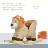 HOMCOM Caballito Balancín Infantil en Forma de León de Felpa para Bebés 18-36 Meses con Sonido Cinturón de Seguridad Manillar y Reposapiés 68x35x50 cm Marrón - details 3