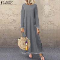 Vestido De Crochet De Encaje Otoño ZANZEA Invierno Para Mujer Sudadera Con Capucha Manga Larga Suéter Pullover De Fleece Sundress De Cuello Redondo Longitud Hombros - details 6