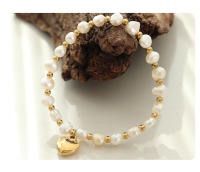 Encanto Pulseras elegantes de perlas de agua dulce para mujer, brazalete de acero inoxidable con dije romántico de corazón de amor, el mejor regalo para mujer exagerado para mujer, Gargantilla de cuentas de perlas a la moda Punk Vintage para fiesta - details 9